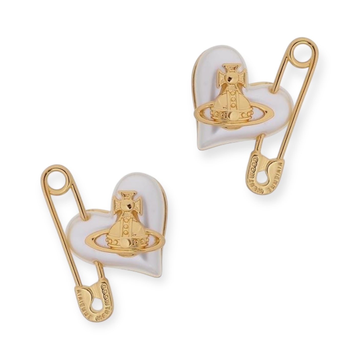 Heart Safety Pin Paperclip Earrings (3 Colors)