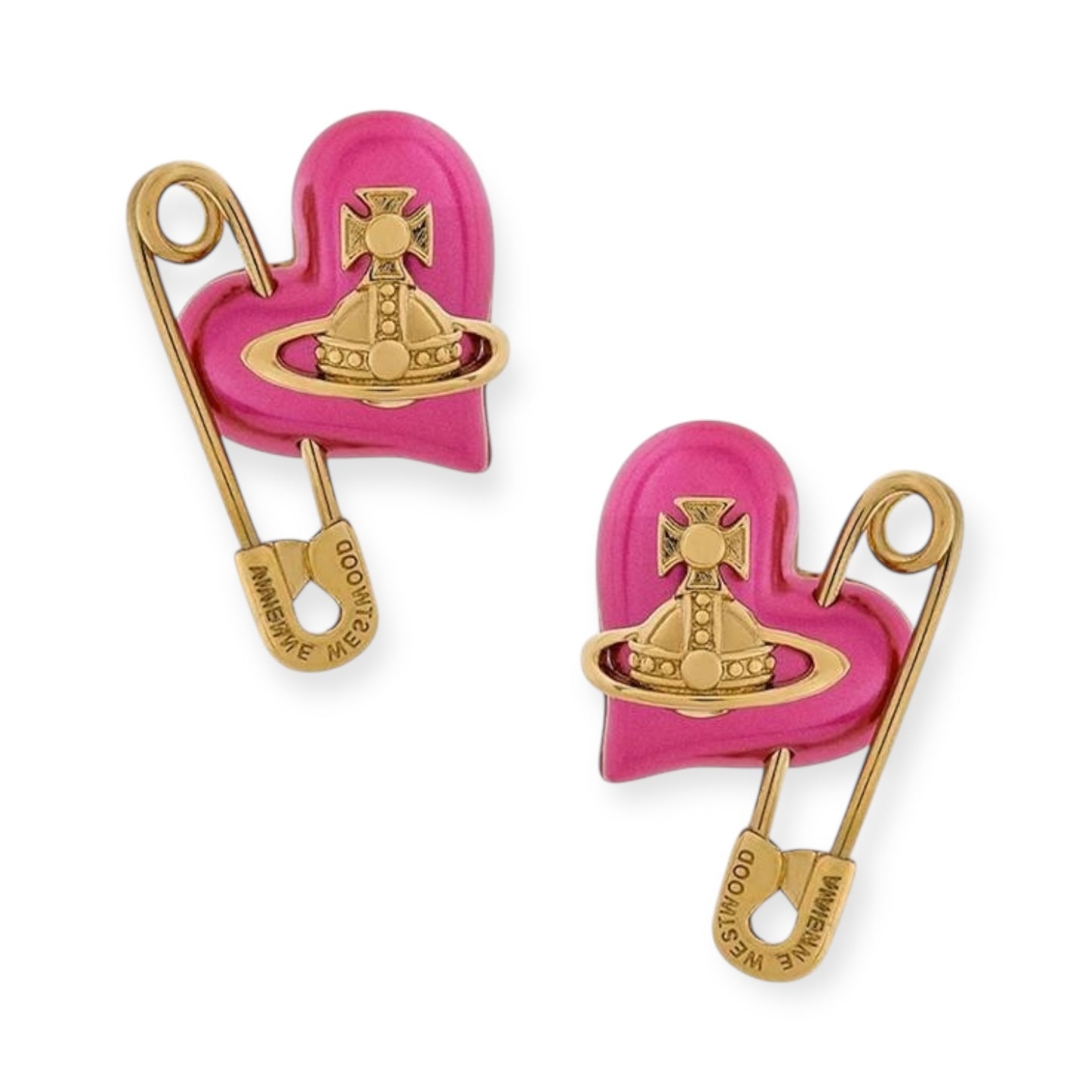 Heart Safety Pin Paperclip Earrings (3 Colors)