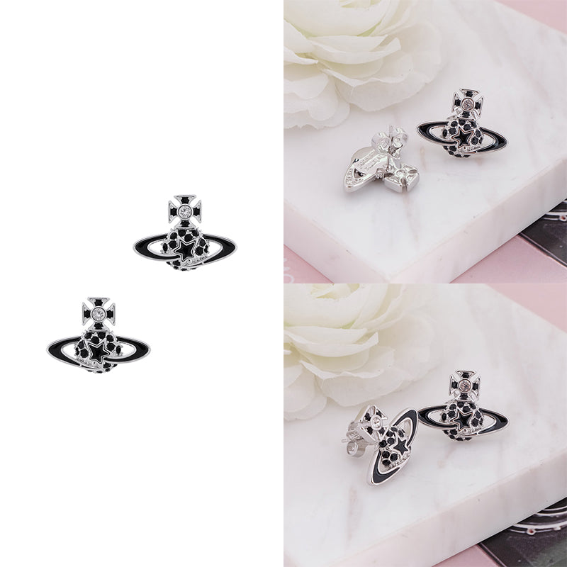 Shooting Star Mini Gem Studded Orb Pendant Stud Earrings (5 Colors)