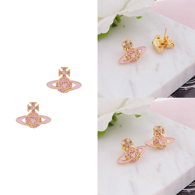 Shooting Star Mini Gem Studded Orb Pendant Stud Earrings (5 Colors)