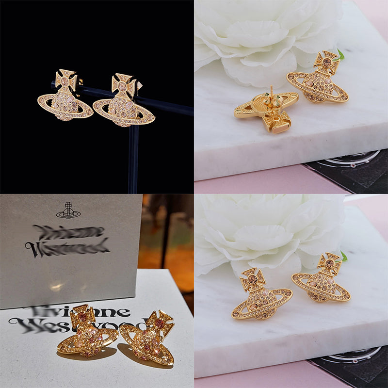 Colored Multi Gemstone Orb Pendant Stud Earrings (6 Colors)