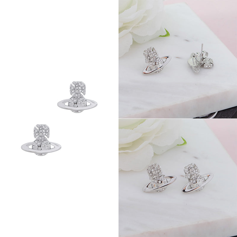 Metallic Colored Multi Gemstone Orb Pendant Stud Earrings (5 Colors)