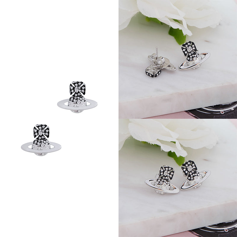 Metallic Colored Multi Gemstone Orb Pendant Stud Earrings (5 Colors)