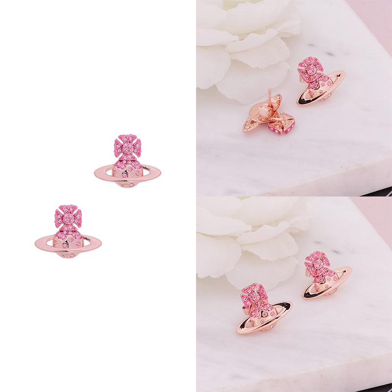 Metallic Colored Multi Gemstone Orb Pendant Stud Earrings (5 Colors)