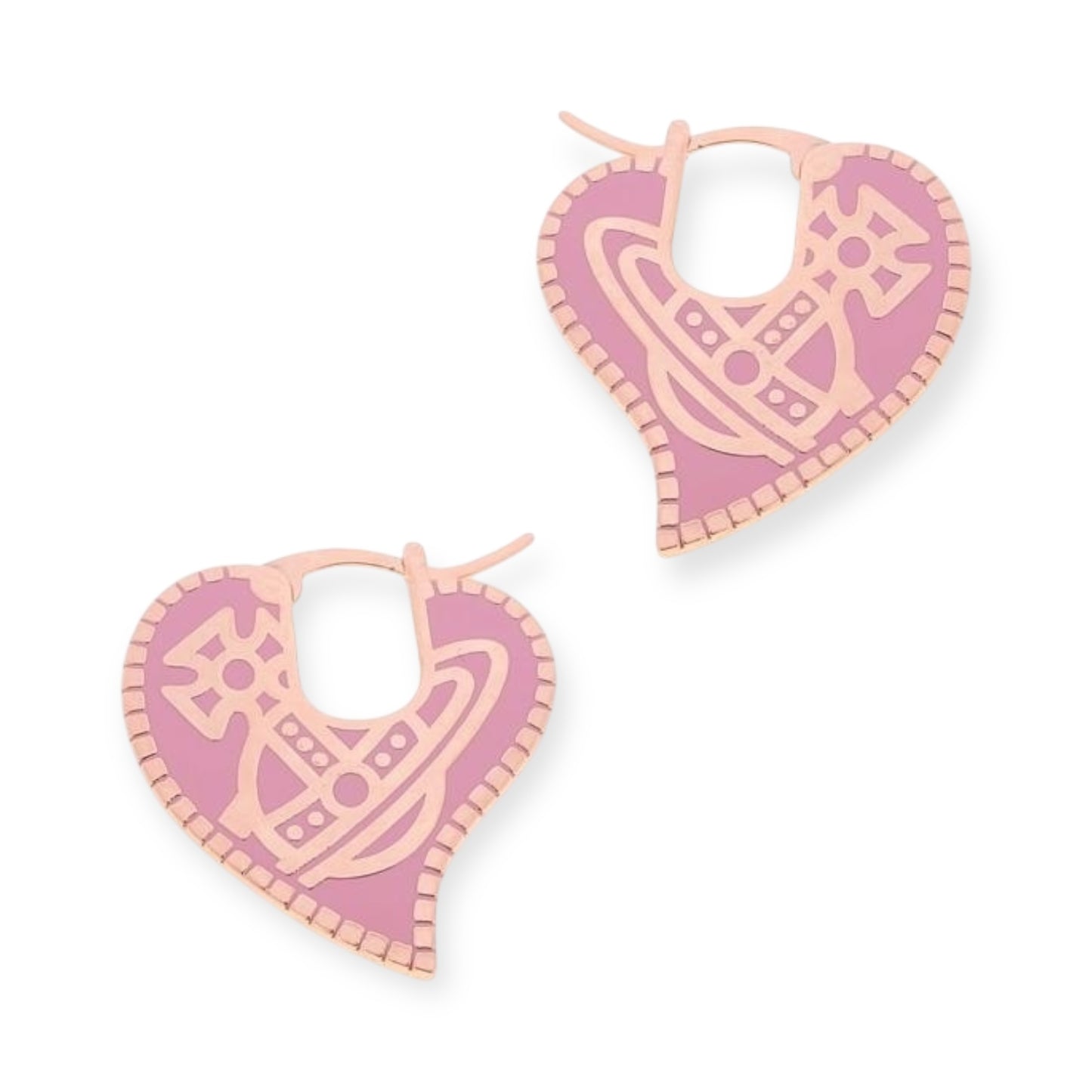 Heart Design Engraved Colored Orb Pendant Hooped Earrings (4 Colors)