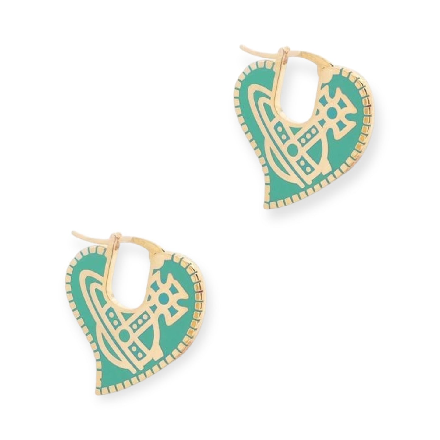 Heart Design Engraved Colored Orb Pendant Hooped Earrings (4 Colors)