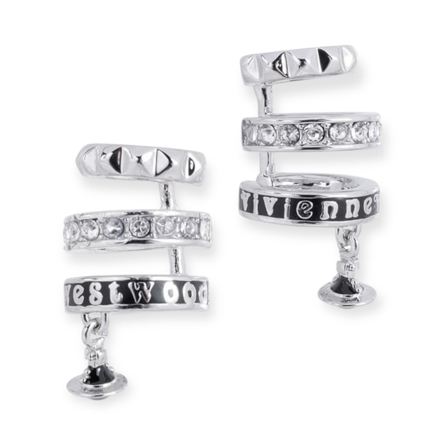 Triple Layer Mini Hanging Orb Abstract Design Gold & Silver Cuffed Earrings (2 Colors)