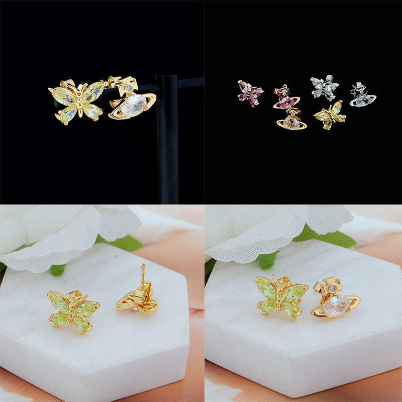 Butterfly Gemstone Earrings (3 Colors, 2 Styles)