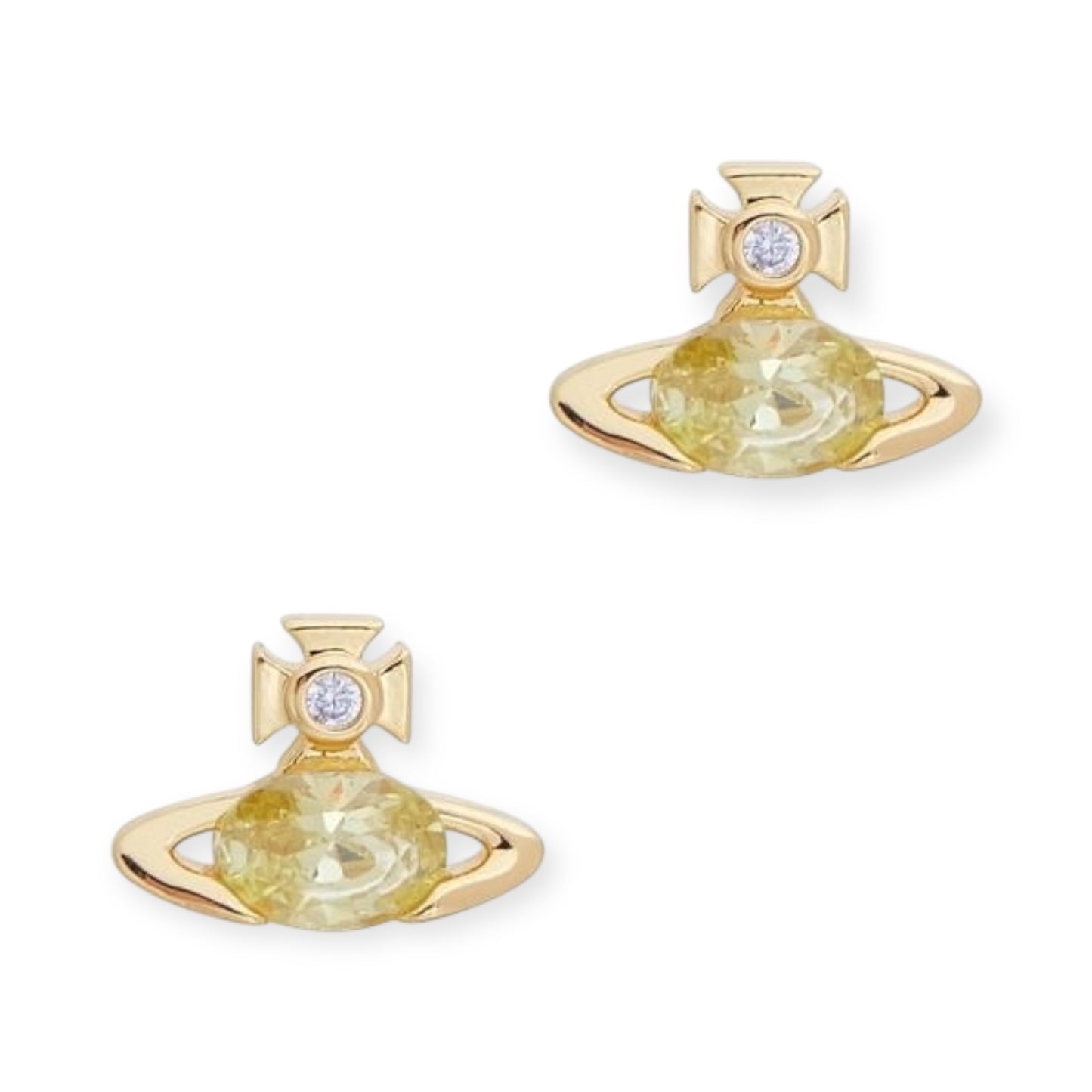 Mini Oval Gemstone Orb Pendant Pink & Green Stud Earrings (2 Colors)