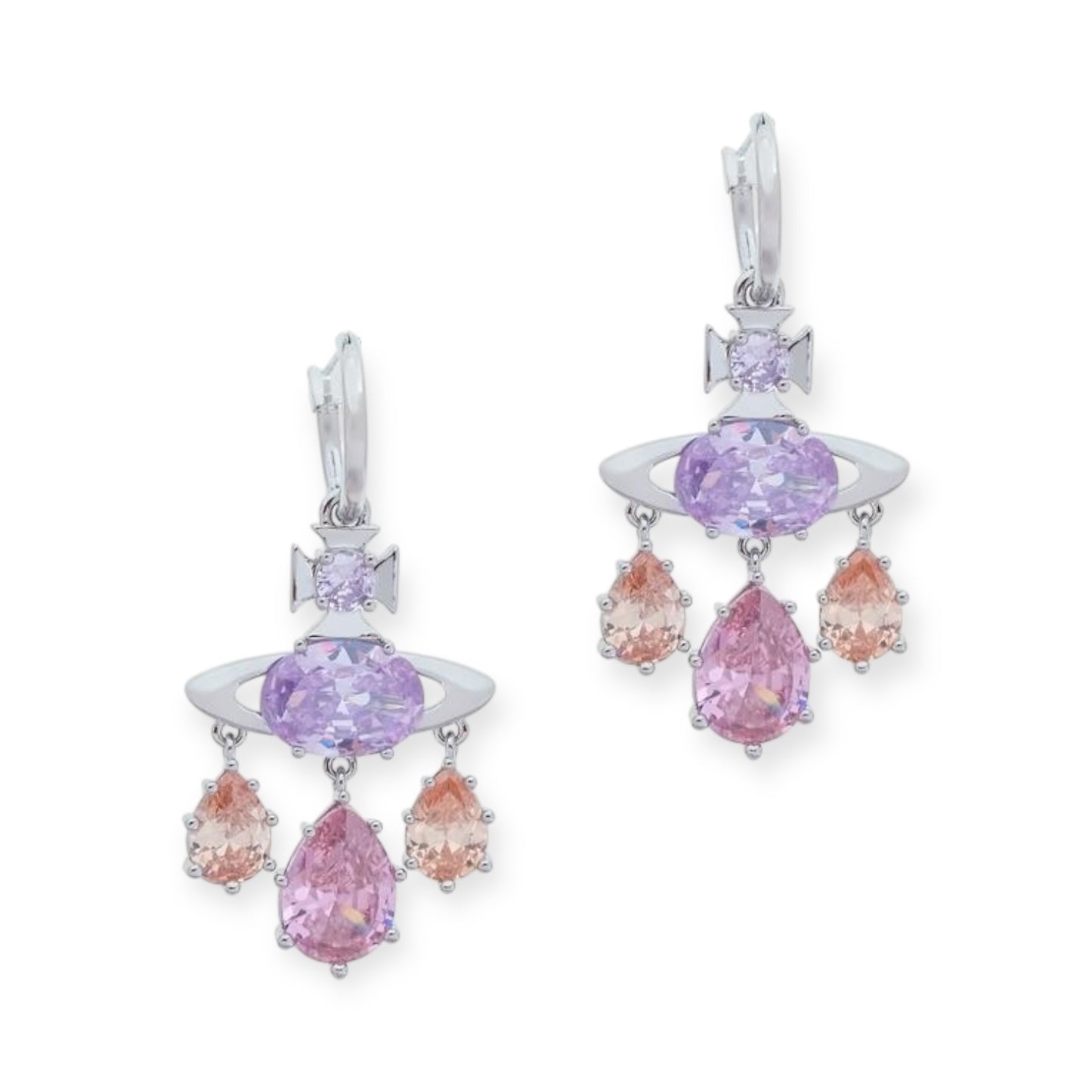 Multi Tear Drop Gem Colorful Orb Earrings (2 Colors)