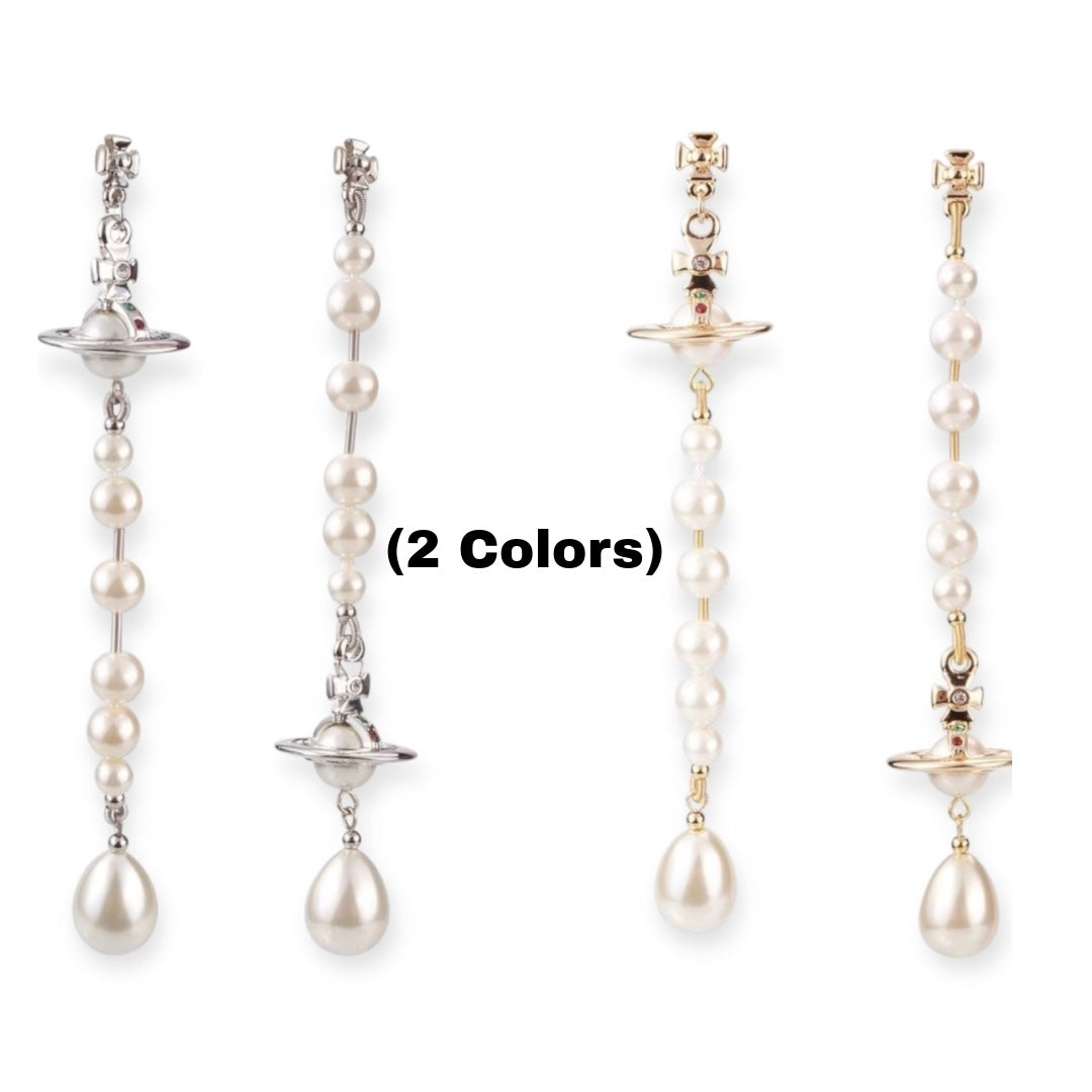 Multi Link Broken Pearl Water Drop Earrings Gold & Silver (2 Colors)