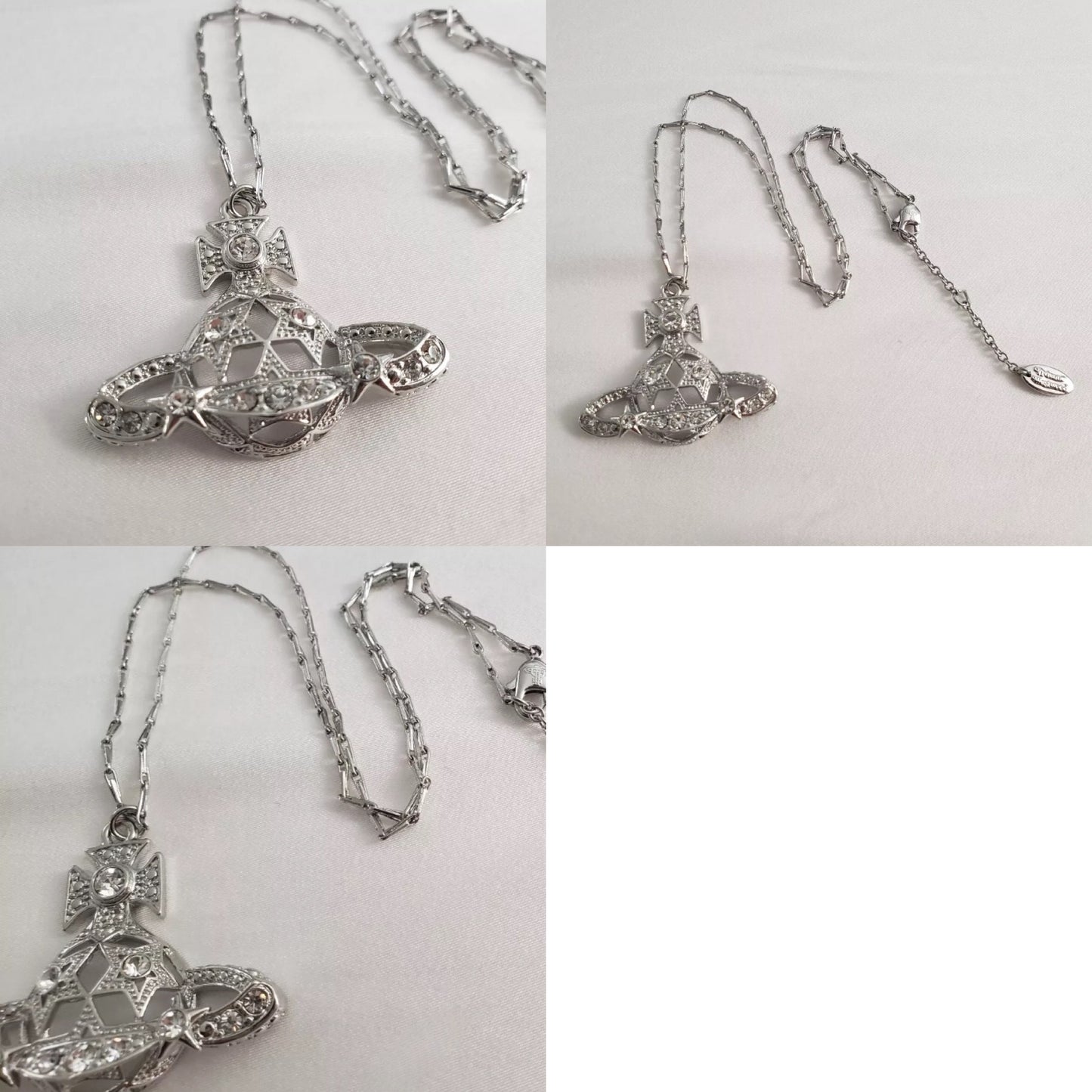 Star Gem Studded Orb Pendant Necklace Gold & Silver (2 colors)