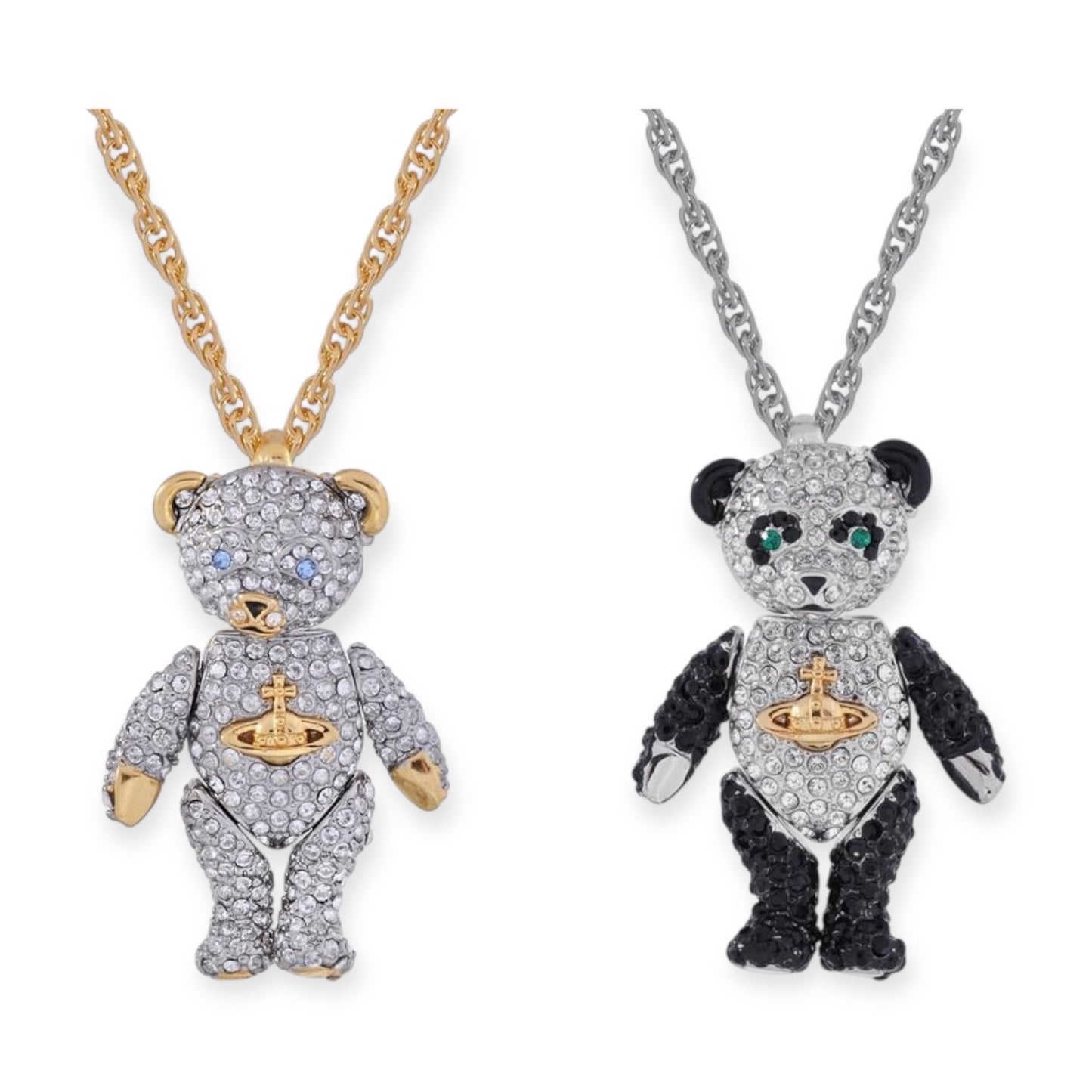 Teddy Bear Panda Gem Studded Pendant Necklace (2 colors)