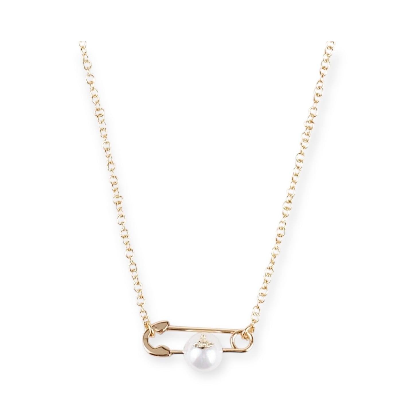 Safety Pin Pearl Design Necklace Gold & Silver (2 colors)