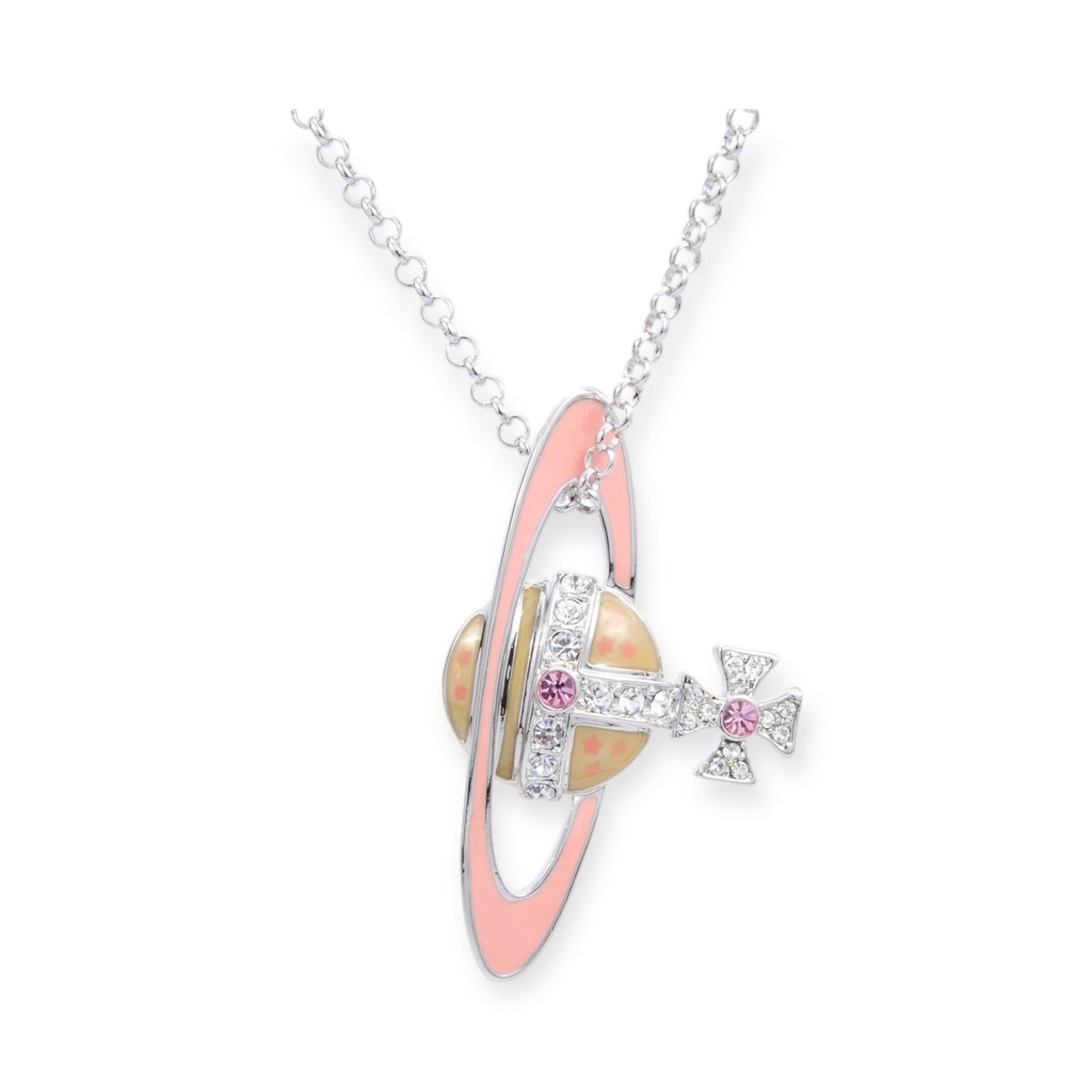 Sideways Hanging Colorful Orb Saturn Necklace (3 colors)