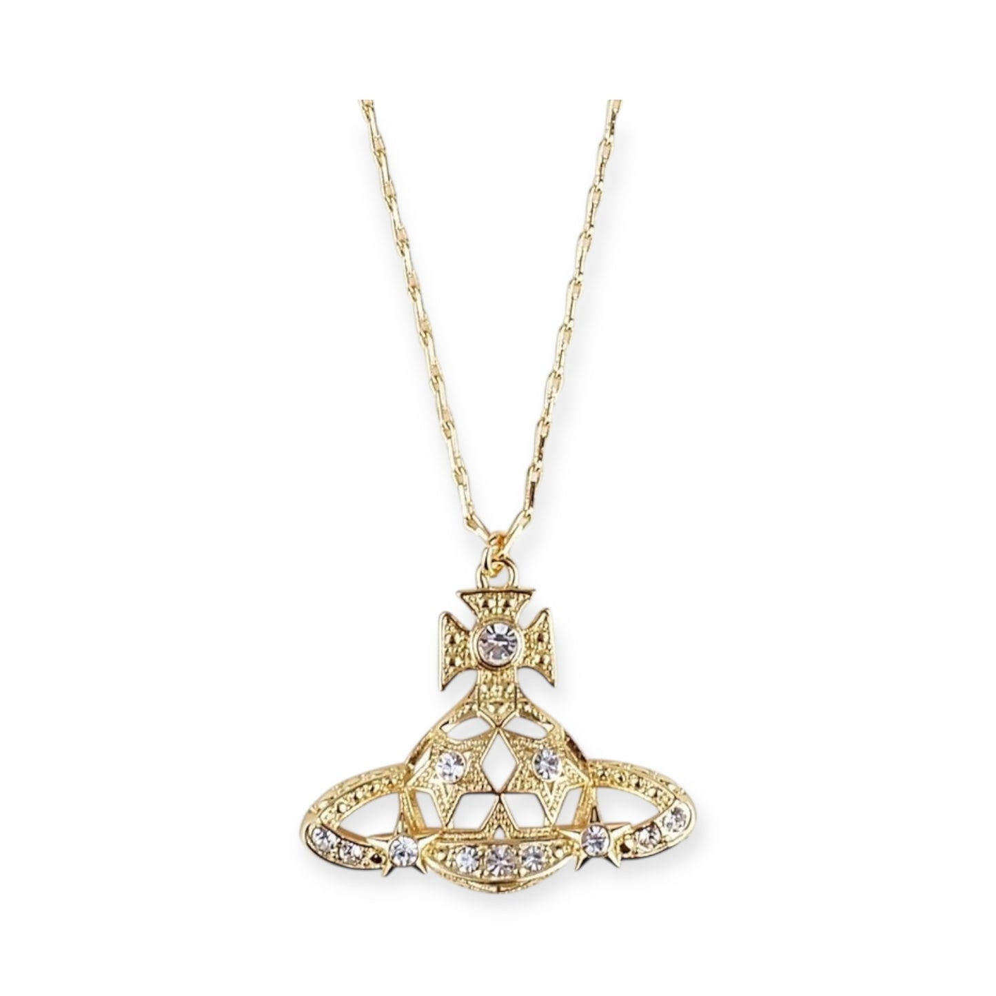 Star Gem Studded Orb Pendant Necklace Gold & Silver (2 colors)