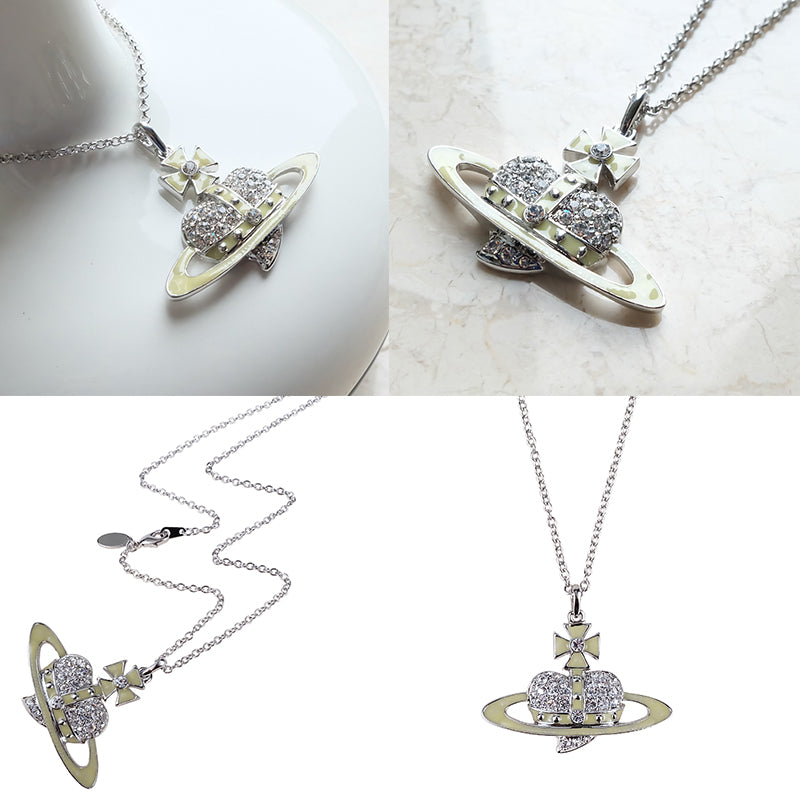 Heart Shape Yellow & Silver Orb Pendant Necklace