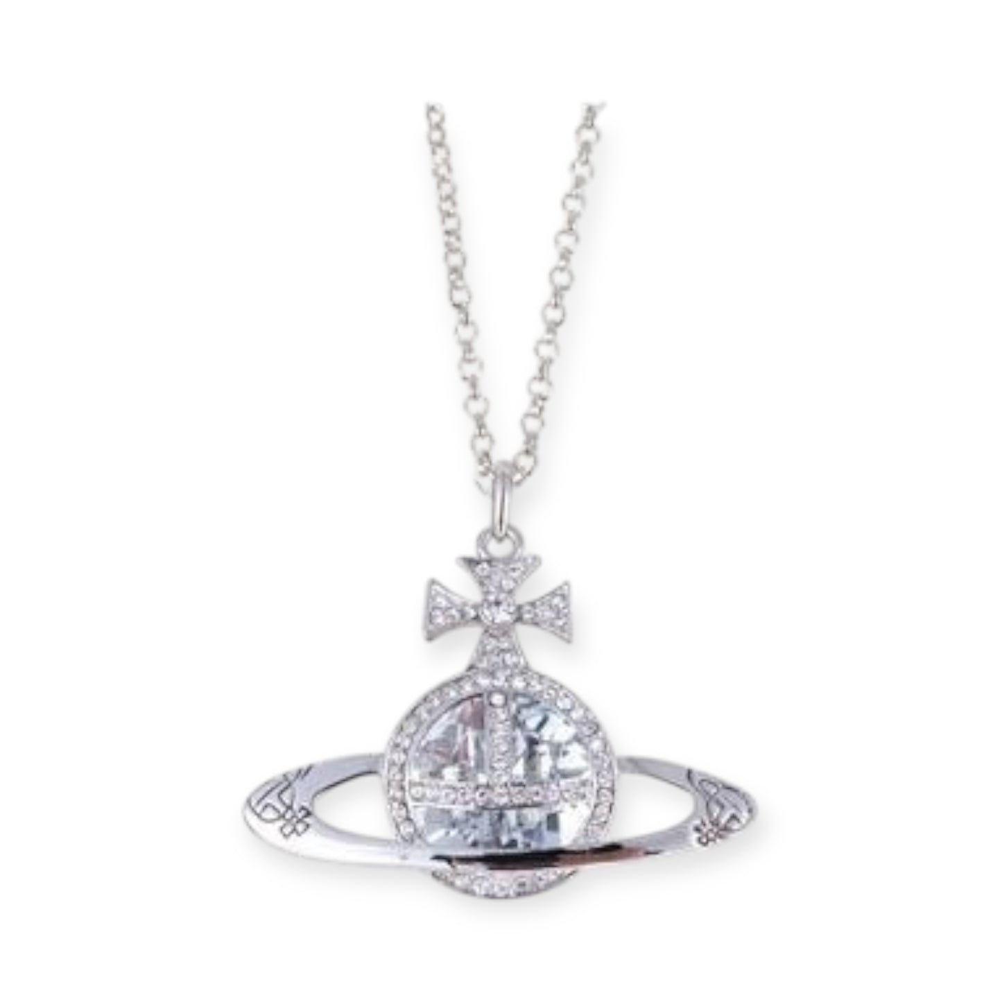 Colored Gem Engraved Orb Orbit Pendant Necklace (6 Colors)