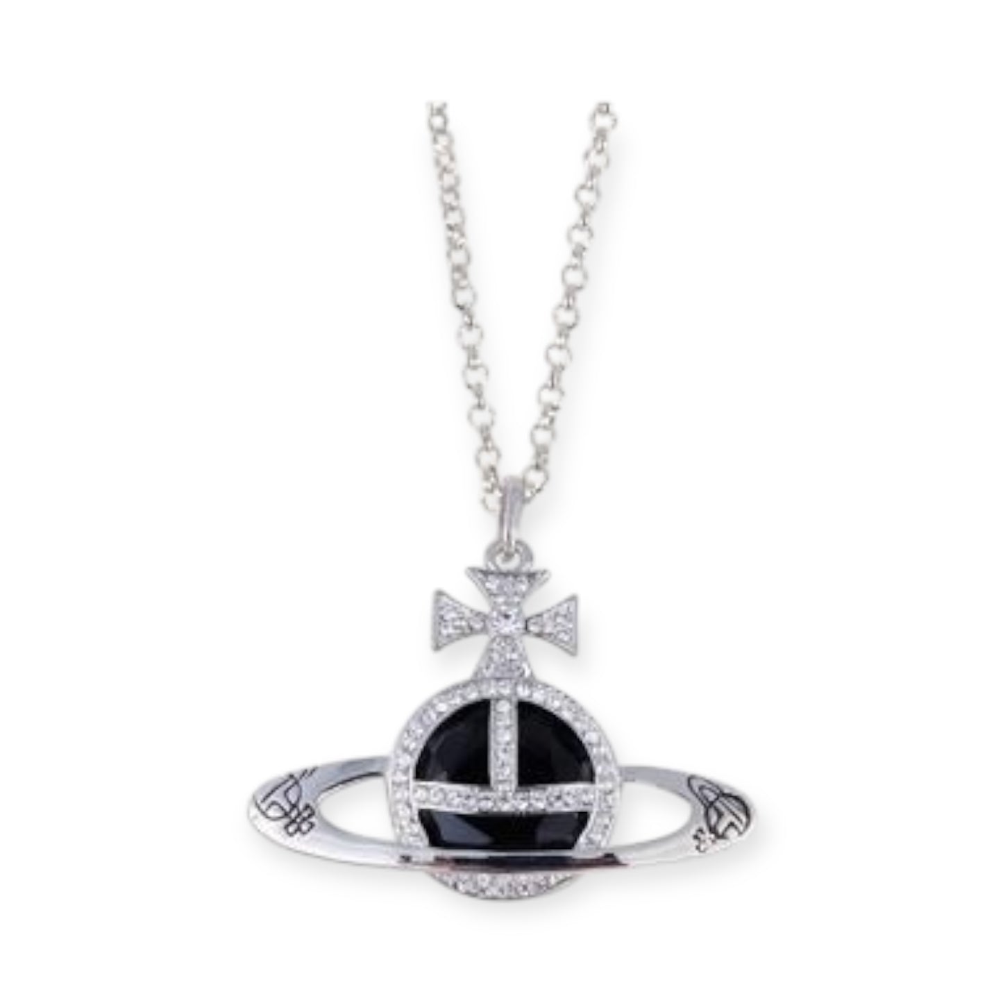 Colored Gem Engraved Orb Orbit Pendant Necklace (6 Colors)