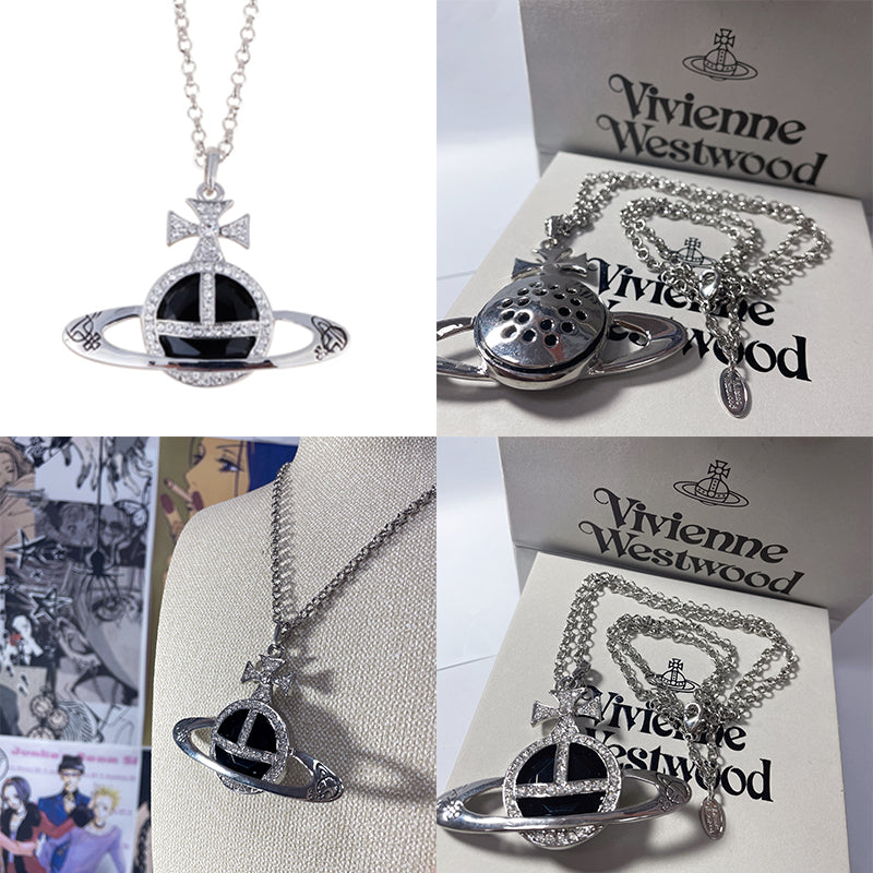 Colored Gem Engraved Orb Orbit Pendant Necklace (6 Colors)