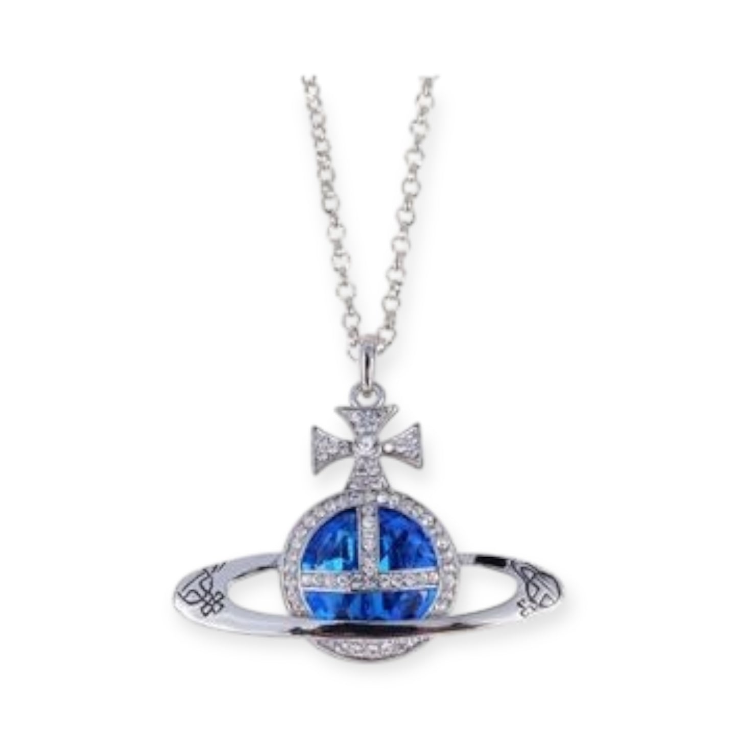 Colored Gem Engraved Orb Orbit Pendant Necklace (6 Colors)