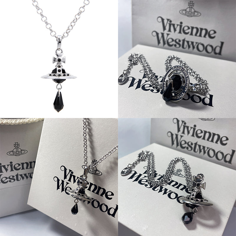 Crystal Orb Water Drop Pendant Necklace (4 Colors)