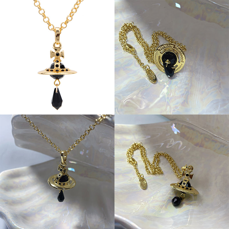 Crystal Orb Water Drop Pendant Necklace (4 Colors)