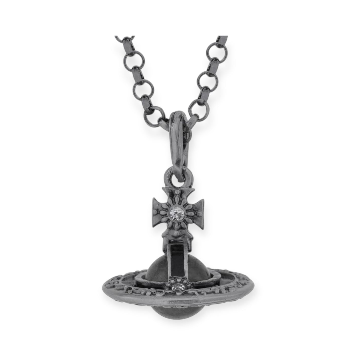 Detailed Gothic Orb Pendant Necklaces Purple & Dark Silver Colorways (20MM & 10MM)