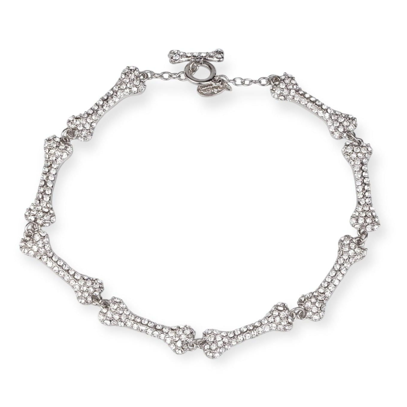 Multi Bones Silver Gem Studded Choker Necklace