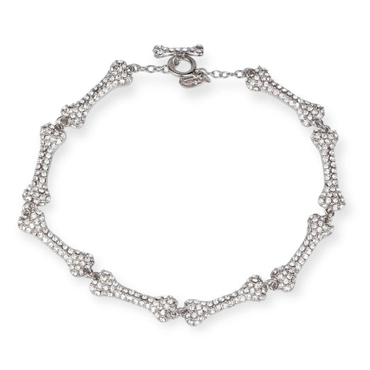 Multi Bones Silver Gem Studded Choker Necklace