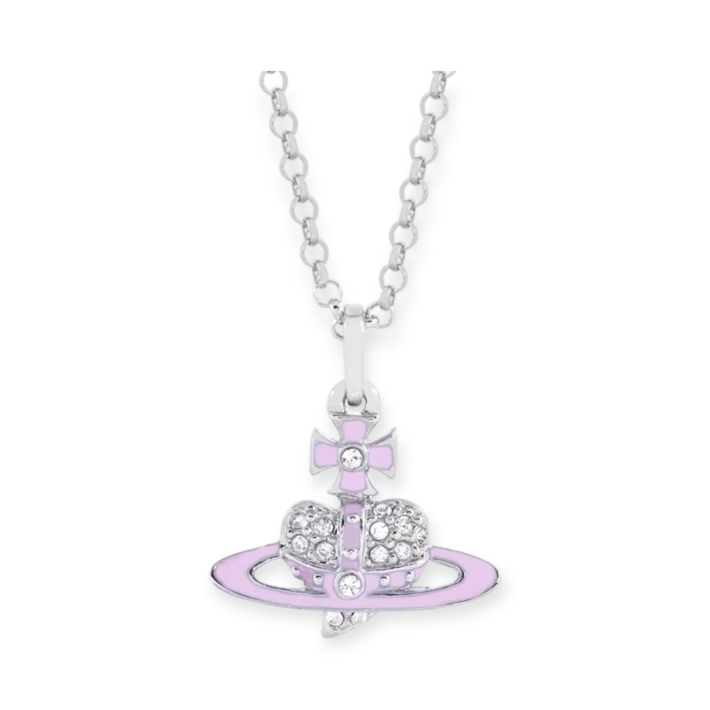 Heart Shaped Mini Gem Studded 10MM Pendant Orb Necklace (2 colors)