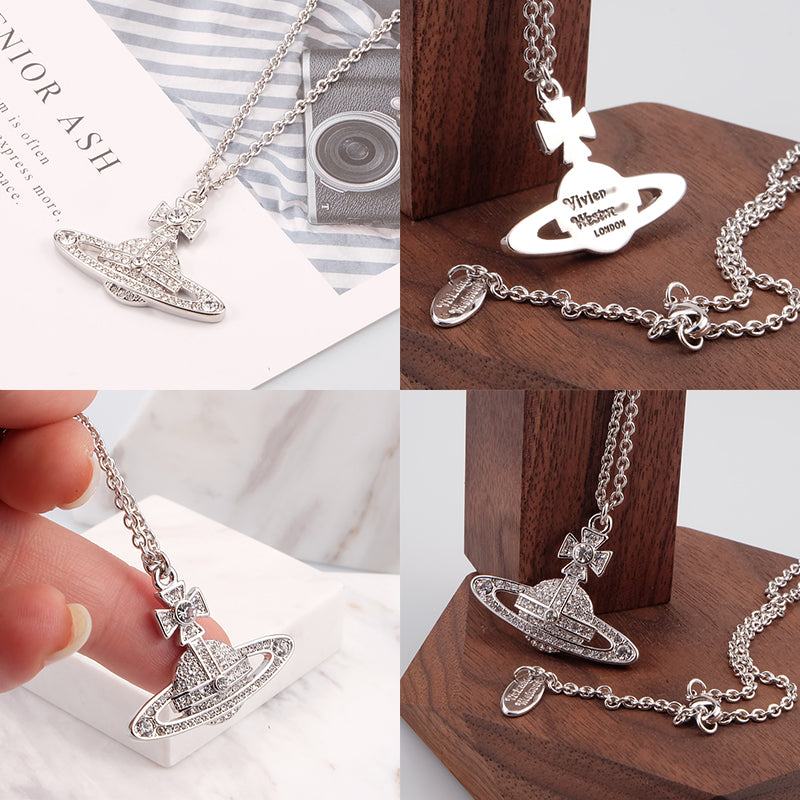 Gem Studded 2D Orb Pendant Necklace (5 Colors)