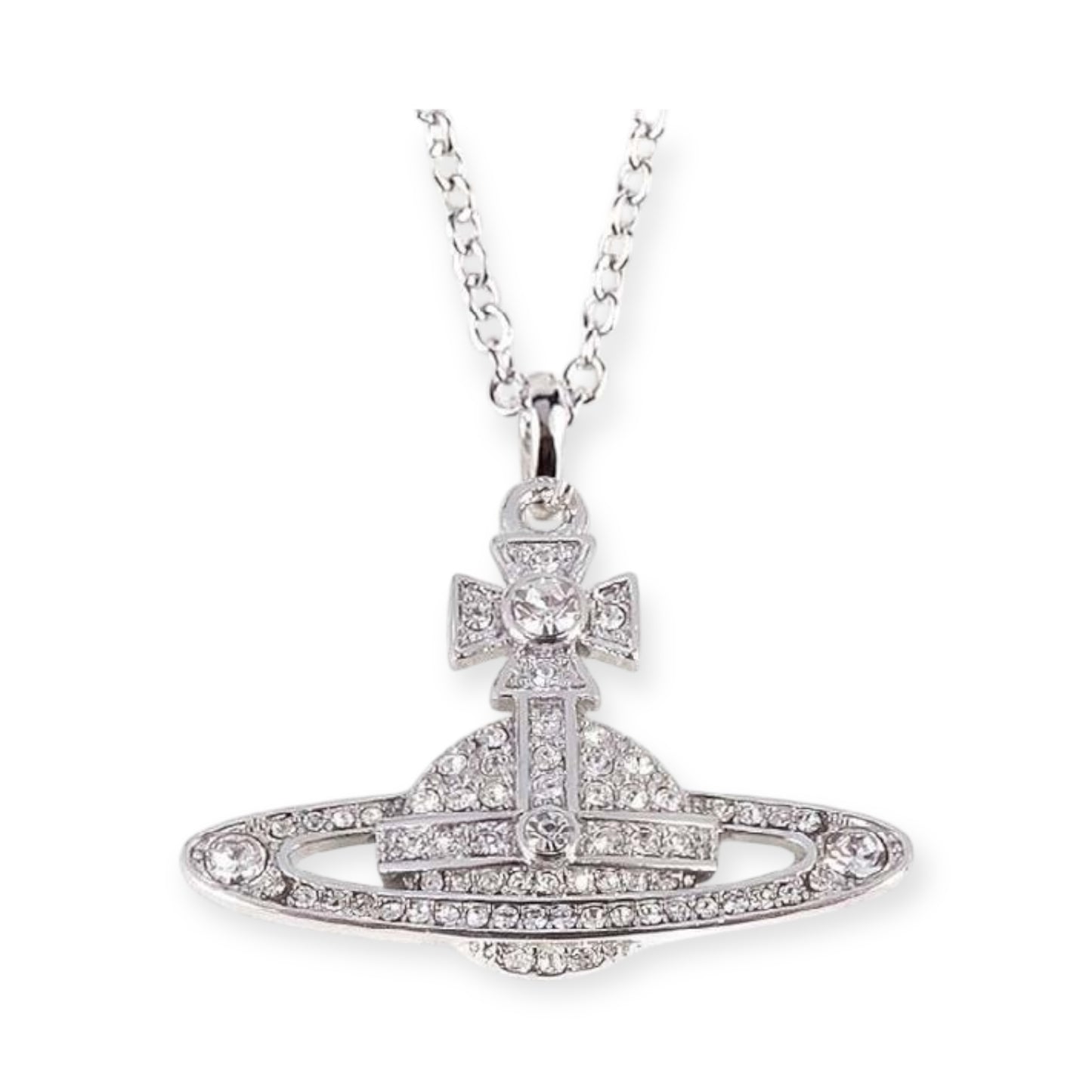 Gem Studded 2D Orb Pendant Necklace (5 Colors)