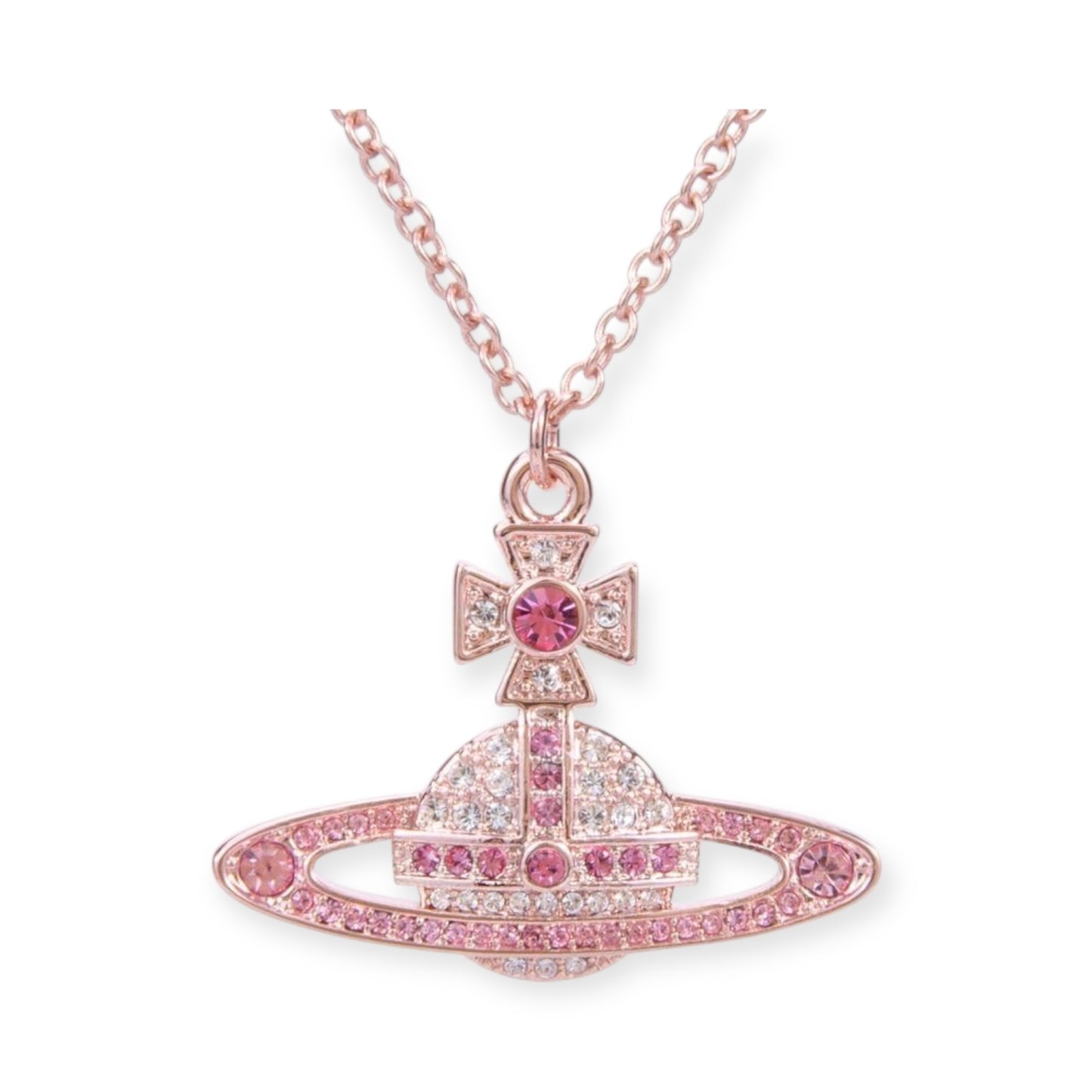 Gem Studded 2D Orb Pendant Necklace (5 Colors)