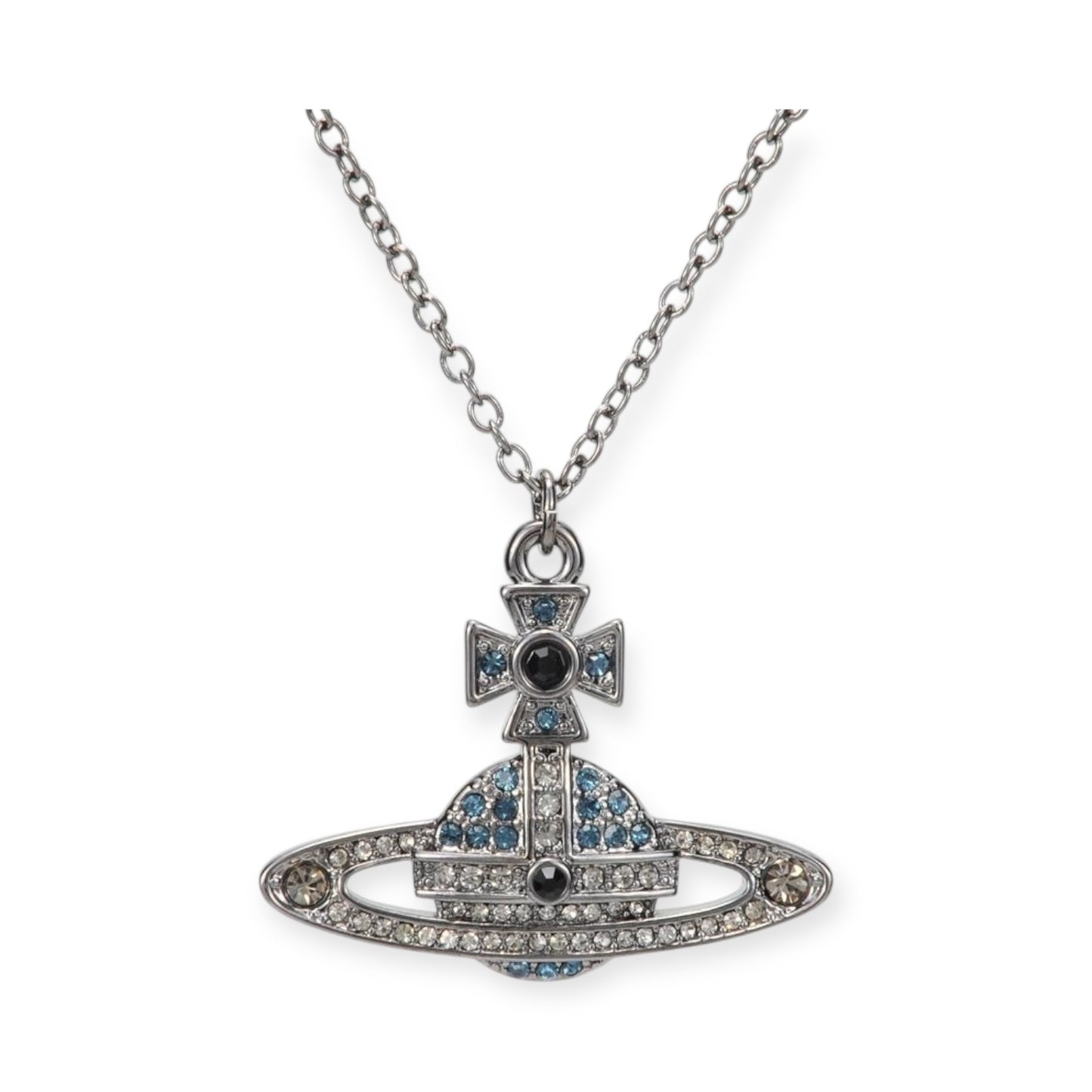 Gem Studded 2D Orb Pendant Necklace (5 Colors)