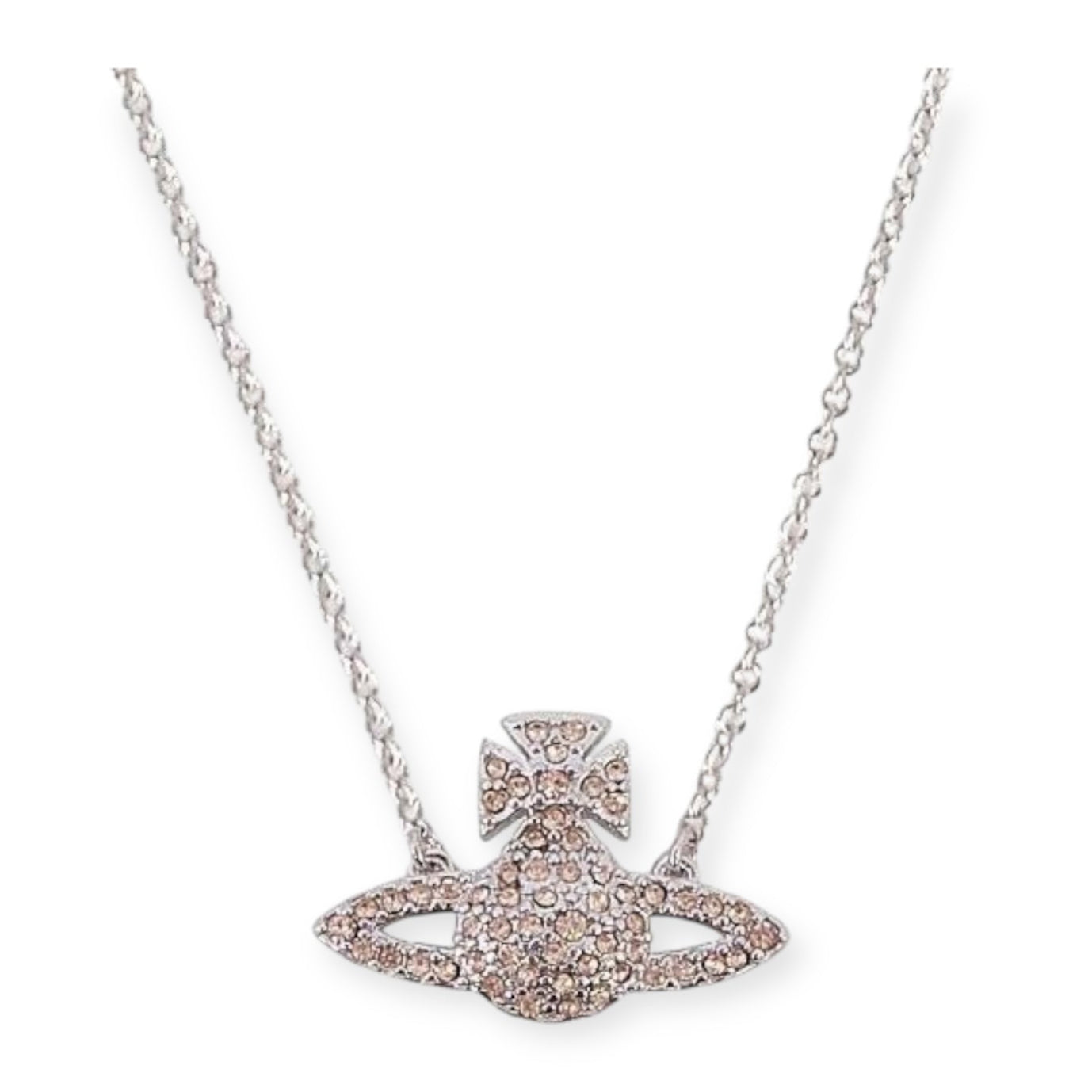 Champagne Color Gem Studded Orb Pendant Necklace