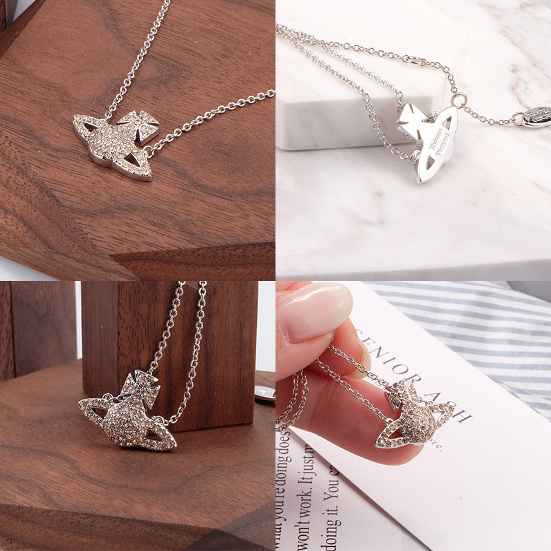 Champagne Color Gem Studded Orb Pendant Necklace