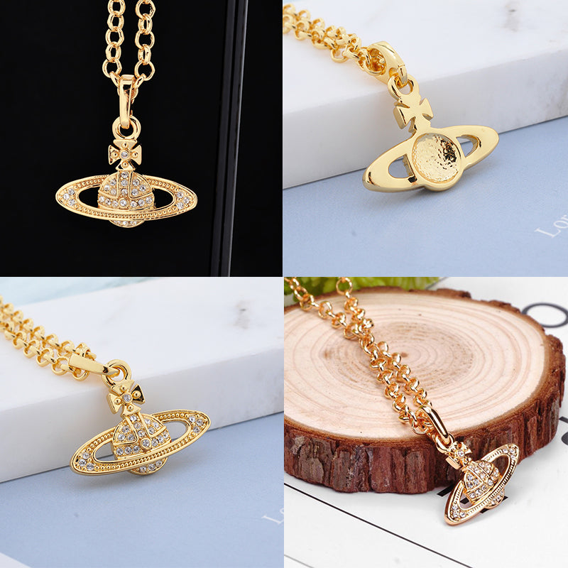 Mini Gem Studded 10MM Orb Pendant Necklace (7 Colors)