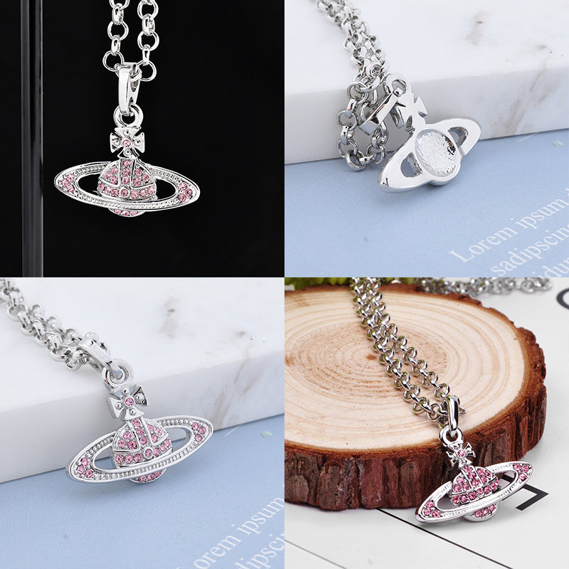 Mini Gem Studded 10MM Orb Pendant Necklace (7 Colors)