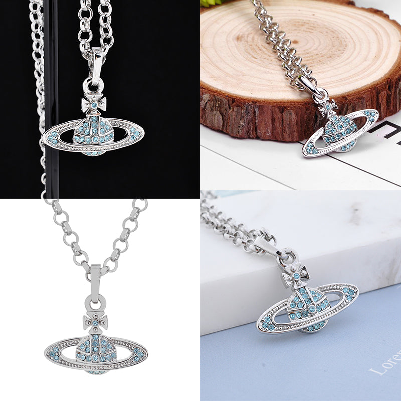 Mini Gem Studded 10MM Orb Pendant Necklace (7 Colors)