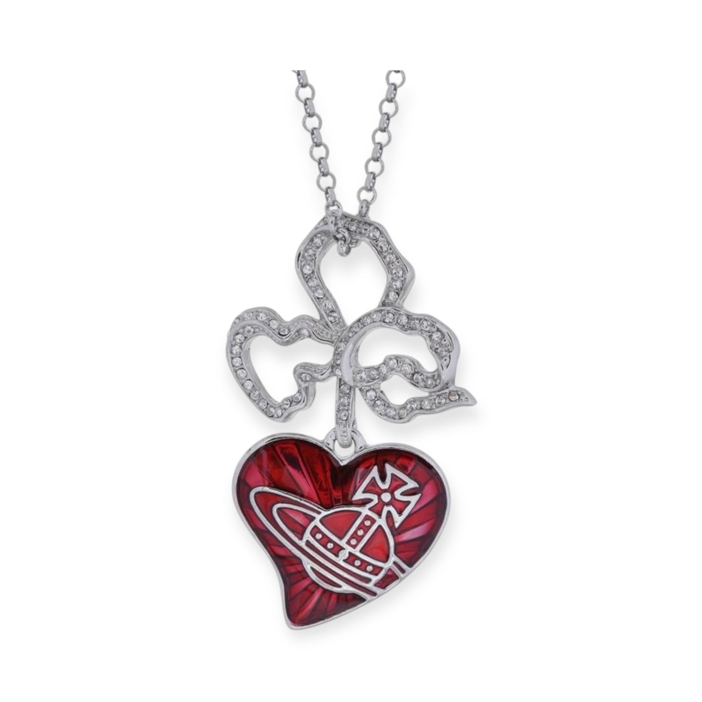 Heart Shaped Floral Pendant Necklace Blue & Red (2 Colors)