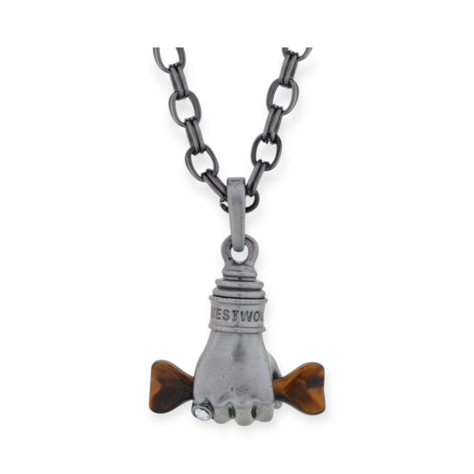 Hand Hold Wooden Bone Ash Silver Pendant Necklace