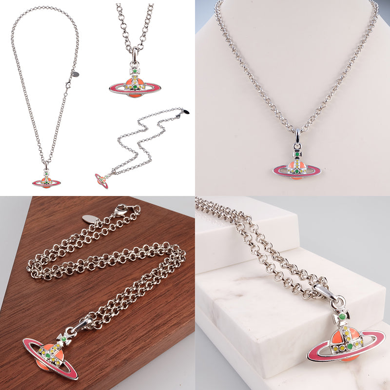 Mini Colorful Abstract 10MM Orb Pendant Necklace (7 Colors)