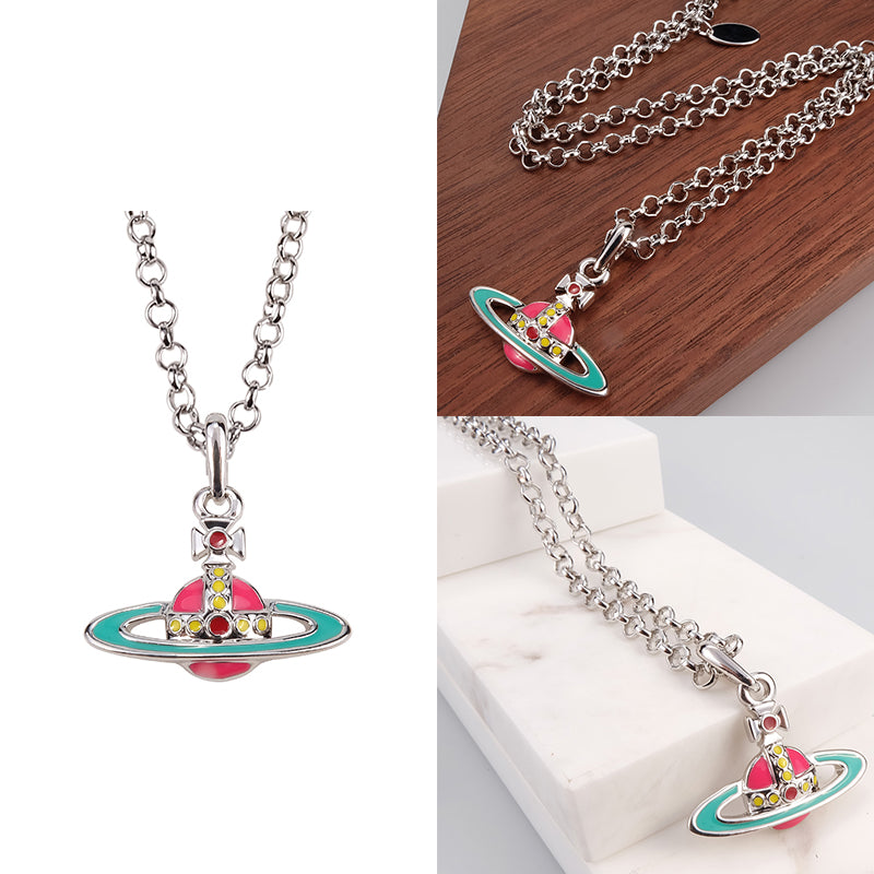 Mini Colorful Abstract 10MM Orb Pendant Necklace (7 Colors)