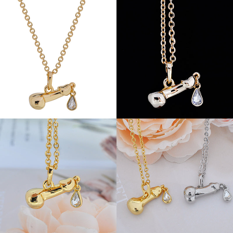 Dripping Diamond Penis Dick Dih Pendant Gold & Silver (2 colors)
