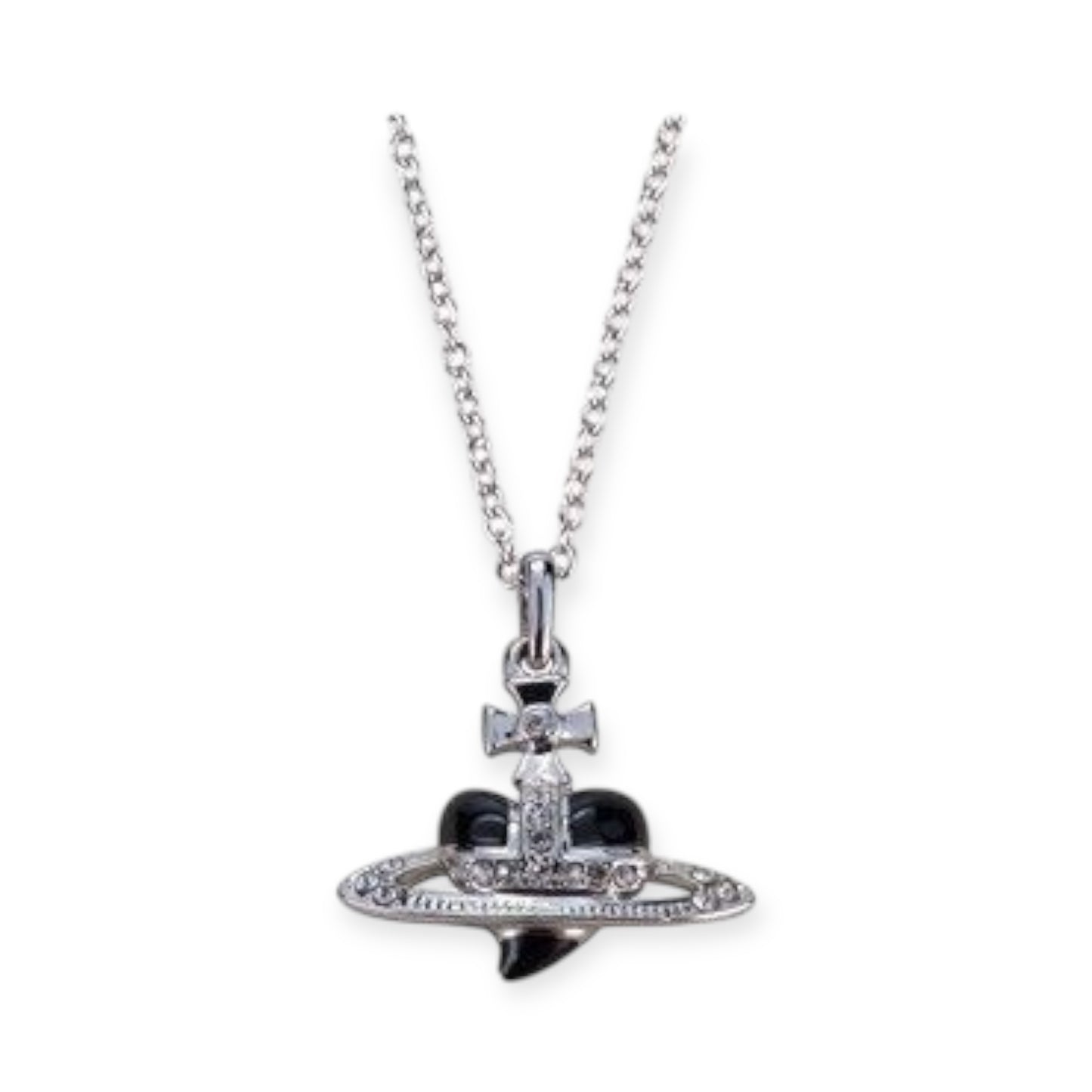 Mini Heart Shape Shaped Orb Design Pendant Silver Chain Necklace (5 Colors)