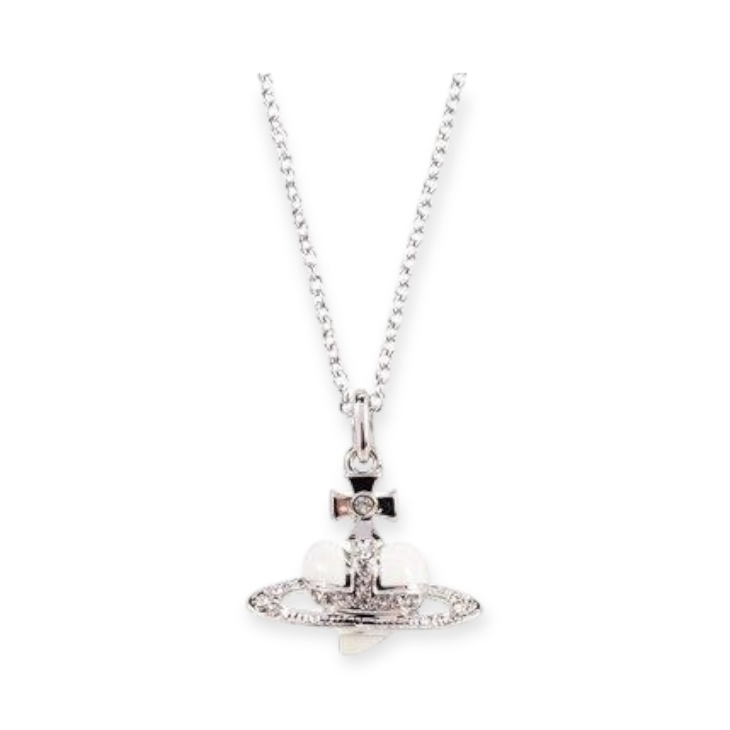 Mini Heart Shape Shaped Orb Design Pendant Silver Chain Necklace (5 Colors)