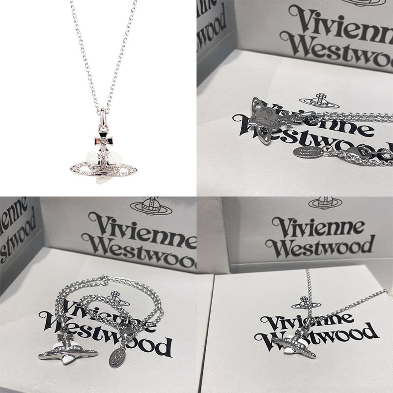 Mini Heart Shape Shaped Orb Design Pendant Silver Chain Necklace (5 Colors)