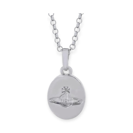 Engraved Orb Pendant Stamp Silver Necklace