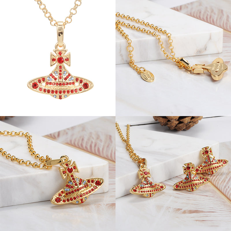 Gem Studded Union Jack Orb Pendant Necklace (5 Colors)